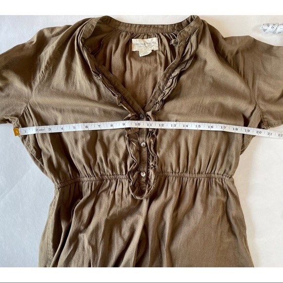 Denim & Supply Ralph Lauren Brown Cotton Dress with Ruffle and Tab Sleeves M - Picture 11 of 13